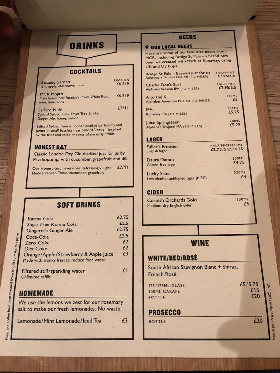 Honest deals burger menu